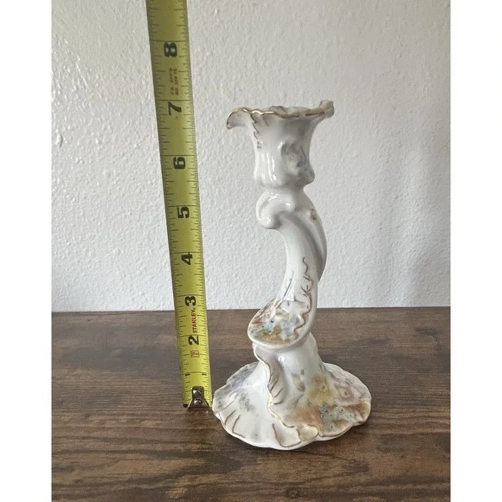 Antique French Porcelain‎ Hand Painted Candlestick Holder Circa 1900 Floral